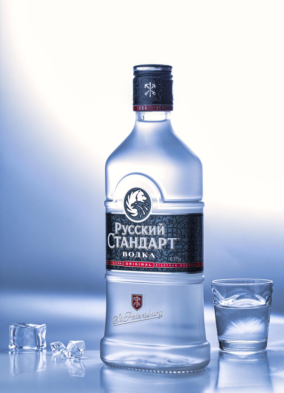 a bottle of russian standard vodka